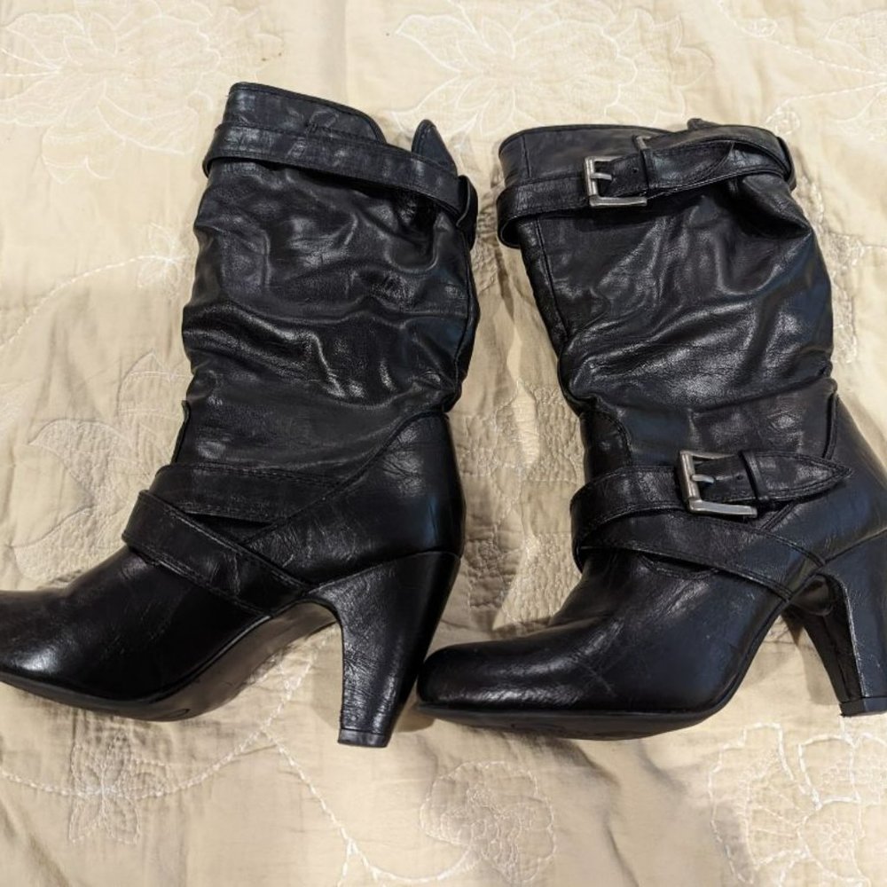 Black Boots - Three Inch Heels - Size 7
